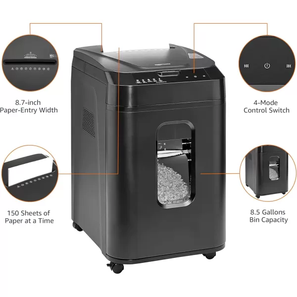 imageAmazon Basics 150 Sheet Autofeed Micro Cut Paper Credit Card Shredder for Security Black150 Sheet