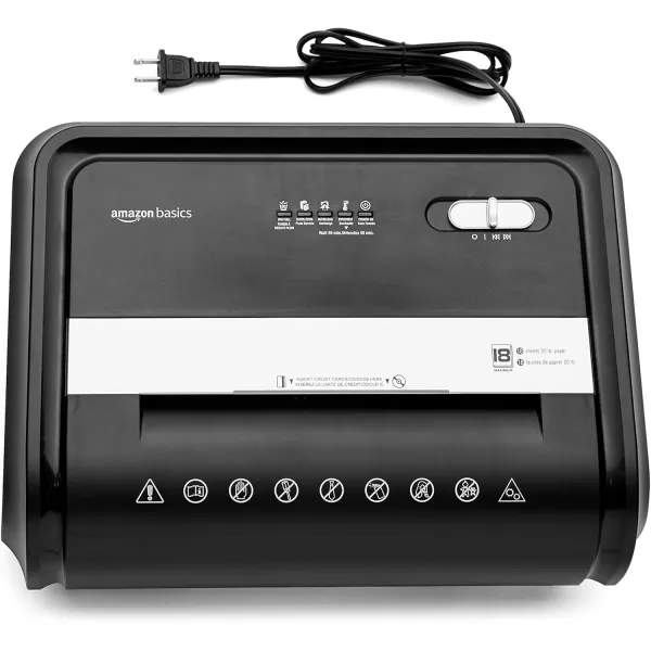 imageAmazon Basics 150 Sheet Autofeed Micro Cut Paper Credit Card Shredder for Security Black18 Sheet