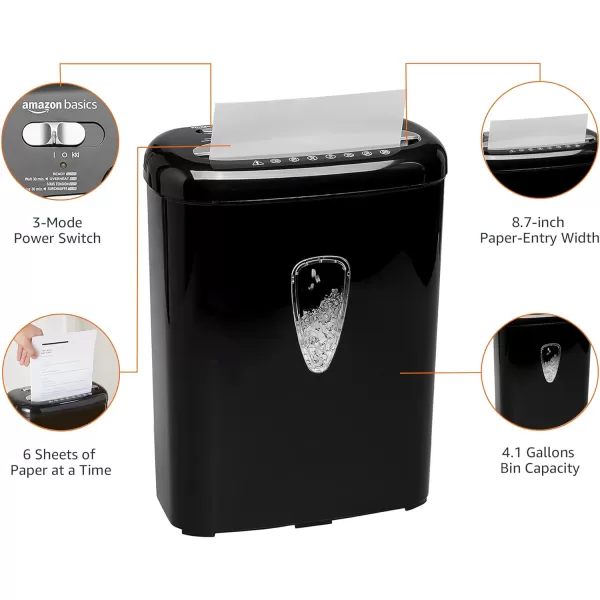 imageAmazon Basics 150 Sheet Autofeed Micro Cut Paper Credit Card Shredder for Security Black6 Sheet