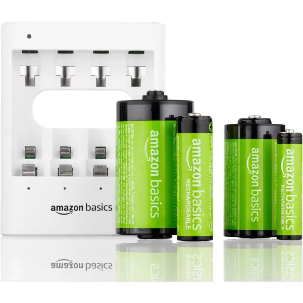 imageAmazon Basics 4Pack Rechargeable AA NiMH HighCapacity Batteries 2400 mAh Recharge up to 400x Times PreCharged