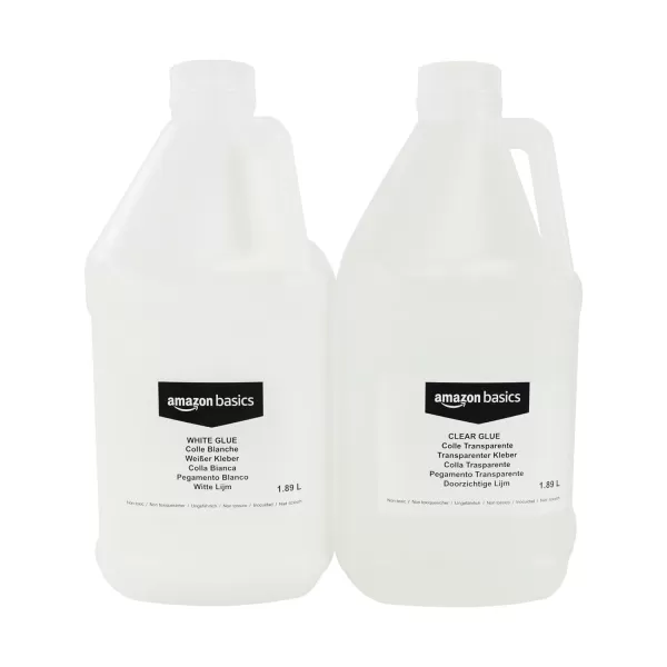 imageAmazon Basics All Purpose Washable School Clear Liquid Glue  Great for Making Slime 1 GallonTransparentWhite