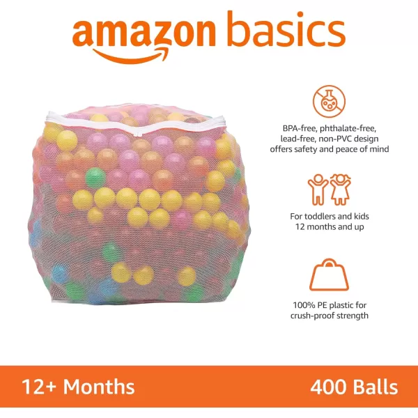 imageAmazon Basics BPA Free CrushProof Plastic Ball Pit Balls with Storage Bag for Toddlers Kids 12 Months Play Pack of 1000 Balls 6 Bright Colors6 Bright Colors