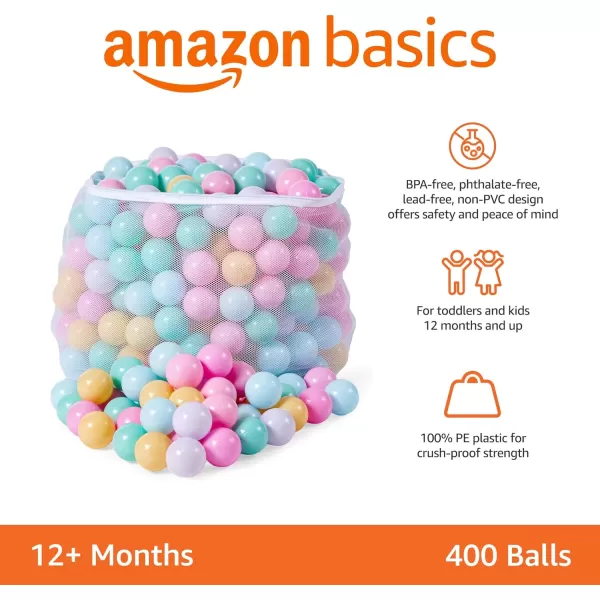 imageAmazon Basics BPA Free CrushProof Plastic Ball Pit Balls with Storage Bag for Toddlers Kids 12 Months Play Pack of 1000 Balls 6 Bright Colors6 Pastel Colors