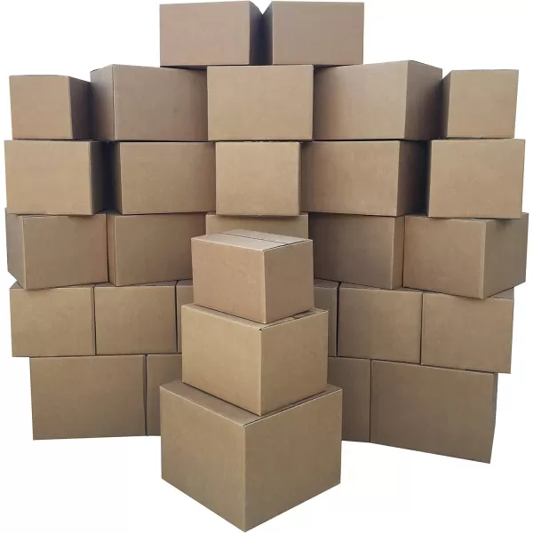 imageAmazon Basics Cardboard Moving Boxes in Small Medium and Large Sizes Assorted Pack of 30 BrownBrown