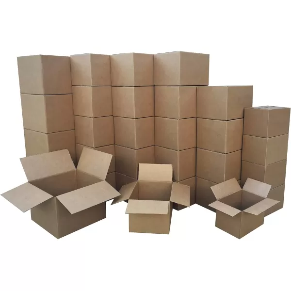 imageAmazon Basics Cardboard Moving Boxes in Small Medium and Large Sizes Assorted Pack of 30 BrownBrown