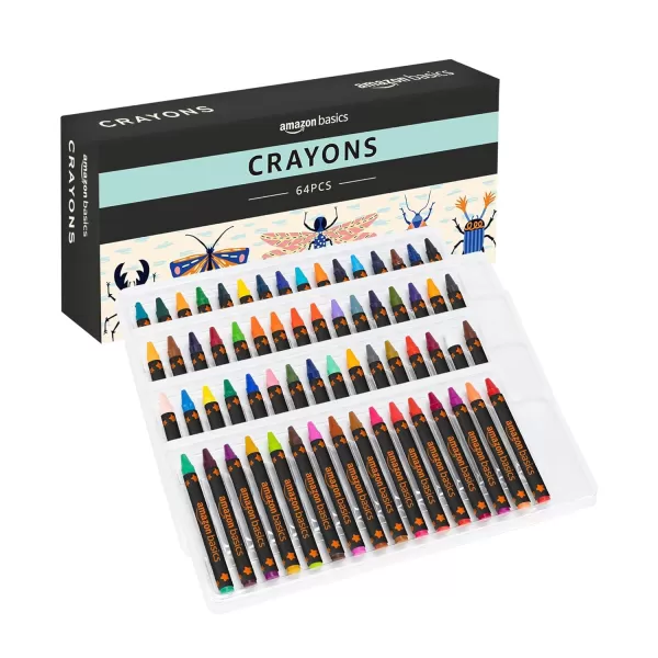 imageAmazon Basics Crayons with Sharpener 128 Count 2 Pack of 64