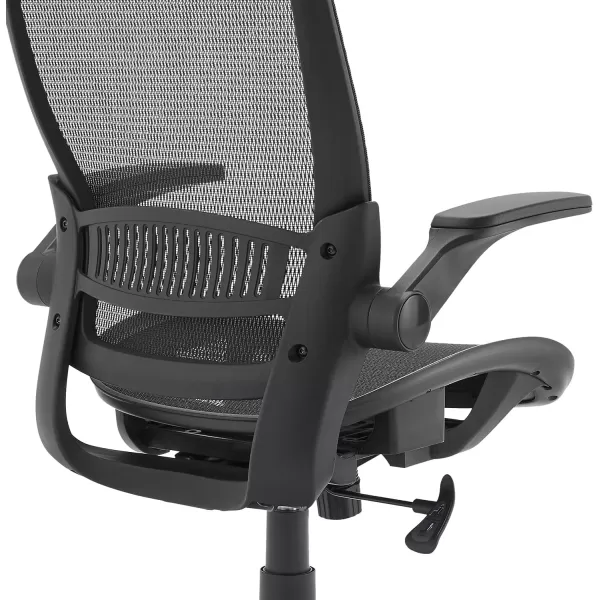 imageAmazon Basics Ergonomic Adjustable HighBack Chair with Comfortable FlipUp Armrests Contoured Mesh Seat Swivel  Black 255quotD x 2625quotW x 4925quotHBlack