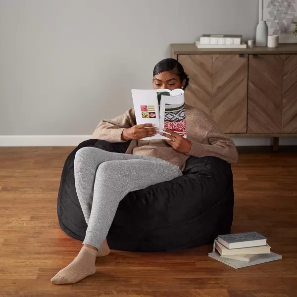imageAmazon Basics Extra Large Bean Bag Chair Lounger 3 ft Memory Foam Filled Microfiber Cover Solid BlackBlack