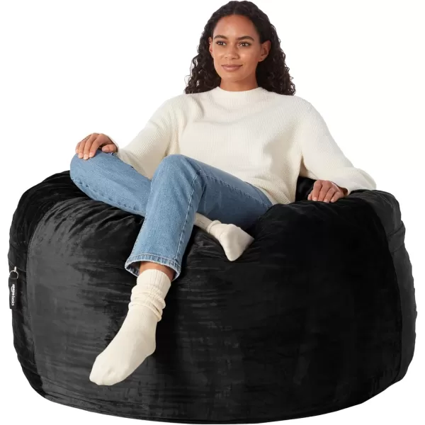 imageAmazon Basics Extra Large Bean Bag Chair Lounger 3 ft Memory Foam Filled Microfiber Cover Solid BlackBlack