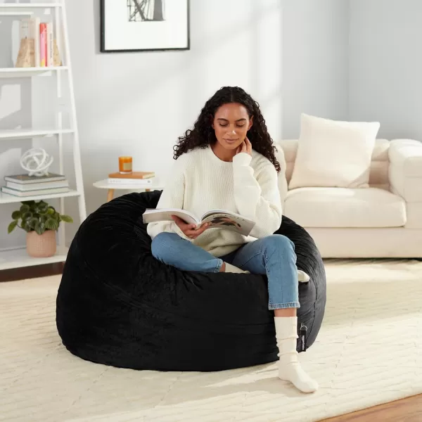 imageAmazon Basics Extra Large Bean Bag Chair Lounger 3 ft Memory Foam Filled Microfiber Cover Solid BlackBlack