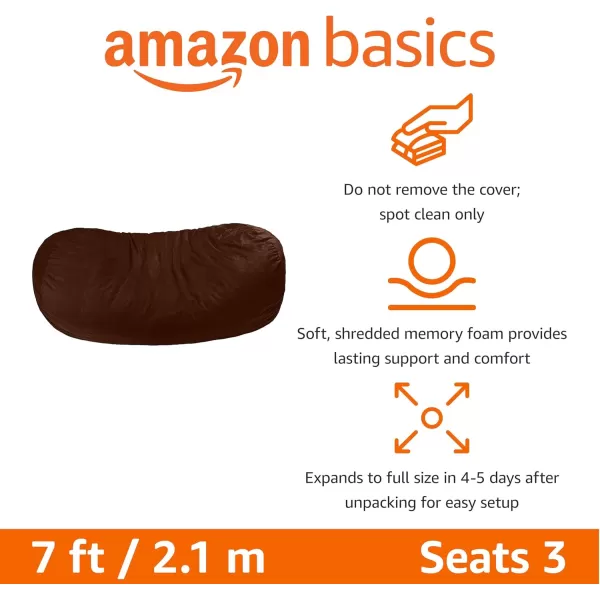 imageAmazon Basics Extra Large Bean Bag Chair Lounger 3 ft Memory Foam Filled Microfiber Cover Solid BlackBrown