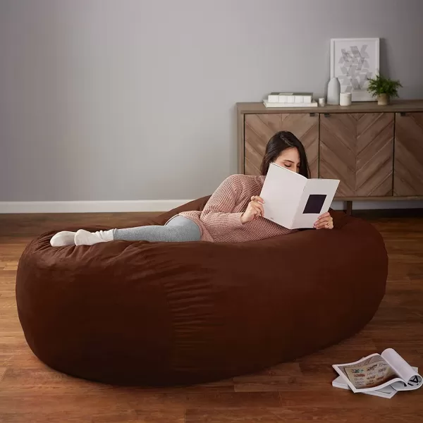 imageAmazon Basics Extra Large Bean Bag Chair Lounger 3 ft Memory Foam Filled Microfiber Cover Solid BlackBrown