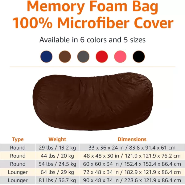 imageAmazon Basics Extra Large Bean Bag Chair Lounger 3 ft Memory Foam Filled Microfiber Cover Solid BlackBrown
