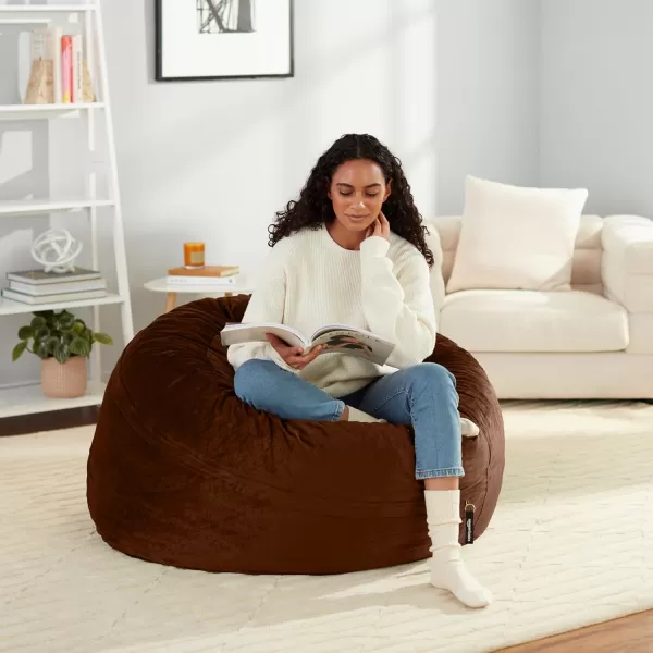 imageAmazon Basics Extra Large Bean Bag Chair Lounger 3 ft Memory Foam Filled Microfiber Cover Solid BlackBrown