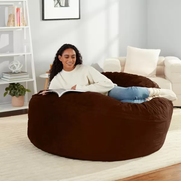 imageAmazon Basics Extra Large Bean Bag Chair Lounger 3 ft Memory Foam Filled Microfiber Cover Solid BlackBrown