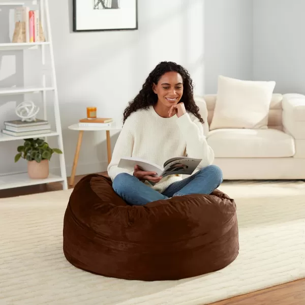imageAmazon Basics Extra Large Bean Bag Chair Lounger 3 ft Memory Foam Filled Microfiber Cover Solid BlackBrown