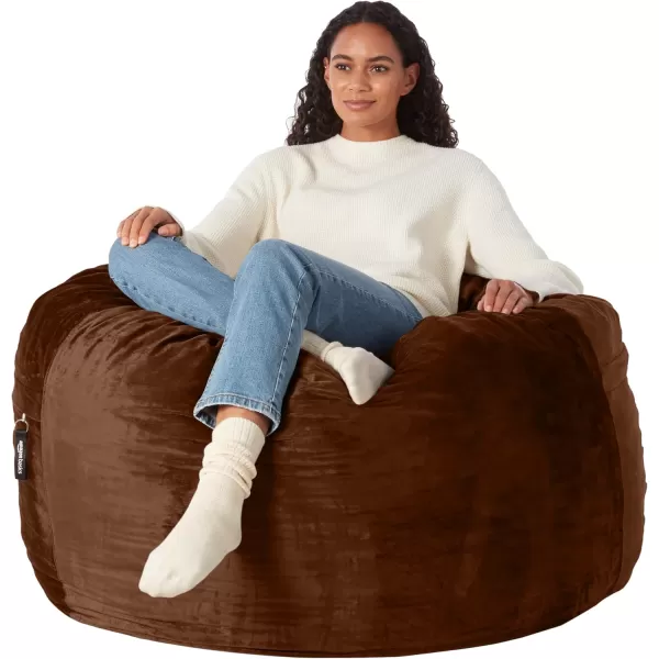 imageAmazon Basics Extra Large Bean Bag Chair Lounger 3 ft Memory Foam Filled Microfiber Cover Solid BlackBrown