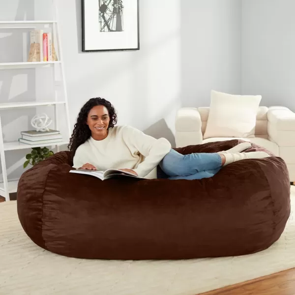 imageAmazon Basics Extra Large Bean Bag Chair Lounger 3 ft Memory Foam Filled Microfiber Cover Solid BlackBrown