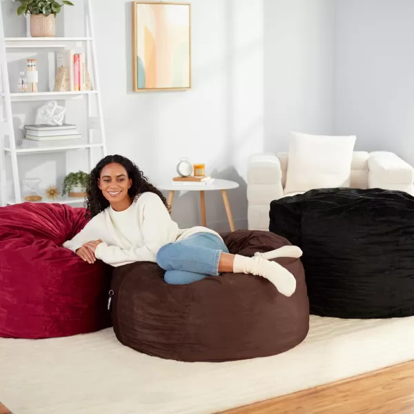 imageAmazon Basics Extra Large Bean Bag Chair Lounger 3 ft Memory Foam Filled Microfiber Cover Solid BlackBrown