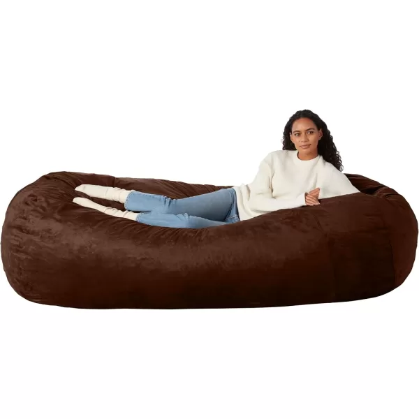 imageAmazon Basics Extra Large Bean Bag Chair Lounger 3 ft Memory Foam Filled Microfiber Cover Solid BlackBrown