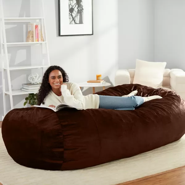 imageAmazon Basics Extra Large Bean Bag Chair Lounger 3 ft Memory Foam Filled Microfiber Cover Solid BlackBrown