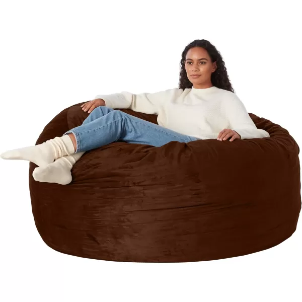imageAmazon Basics Extra Large Bean Bag Chair Lounger 3 ft Memory Foam Filled Microfiber Cover Solid BlackBrown