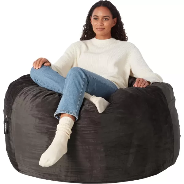 imageAmazon Basics Extra Large Bean Bag Chair Lounger 3 ft Memory Foam Filled Microfiber Cover Solid BlackGrey