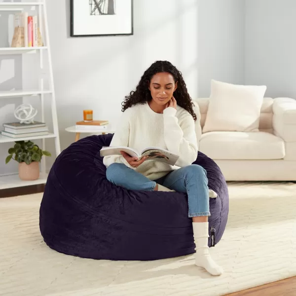 imageAmazon Basics Extra Large Bean Bag Chair Lounger 3 ft Memory Foam Filled Microfiber Cover Solid BlackNavy
