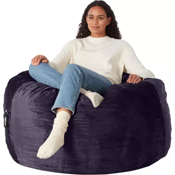 imageAmazon Basics Extra Large Bean Bag Chair Lounger 3 ft Memory Foam Filled Microfiber Cover Solid BlackNavy
