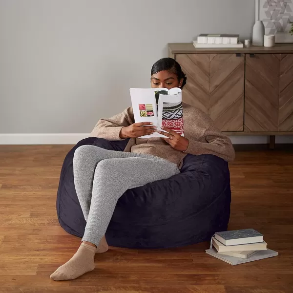 imageAmazon Basics Extra Large Bean Bag Chair Lounger 3 ft Memory Foam Filled Microfiber Cover Solid BlackNavy
