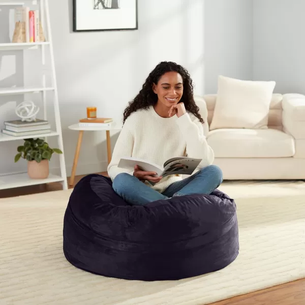 imageAmazon Basics Extra Large Bean Bag Chair Lounger 3 ft Memory Foam Filled Microfiber Cover Solid BlackNavy