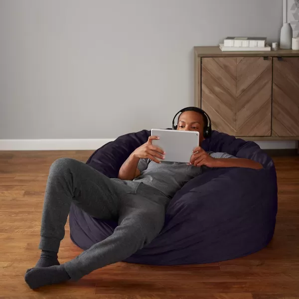 imageAmazon Basics Extra Large Bean Bag Chair Lounger 3 ft Memory Foam Filled Microfiber Cover Solid BlackNavy
