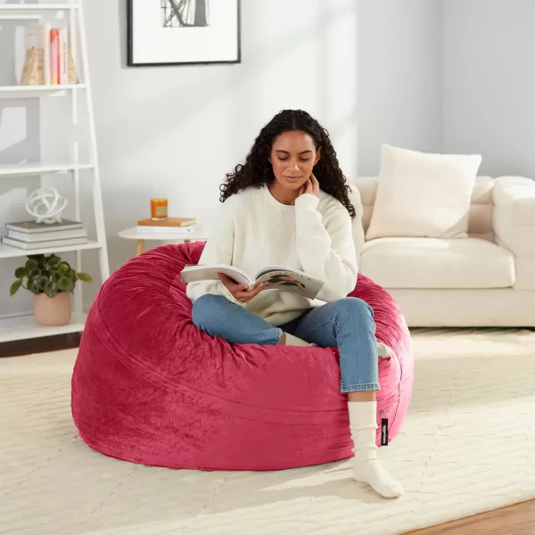 imageAmazon Basics Extra Large Bean Bag Chair Lounger 3 ft Memory Foam Filled Microfiber Cover Solid BlackPink