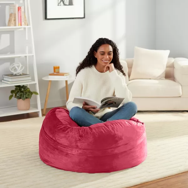 imageAmazon Basics Extra Large Bean Bag Chair Lounger 3 ft Memory Foam Filled Microfiber Cover Solid BlackPink