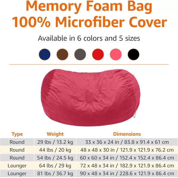 imageAmazon Basics Extra Large Bean Bag Chair Lounger 3 ft Memory Foam Filled Microfiber Cover Solid BlackPink
