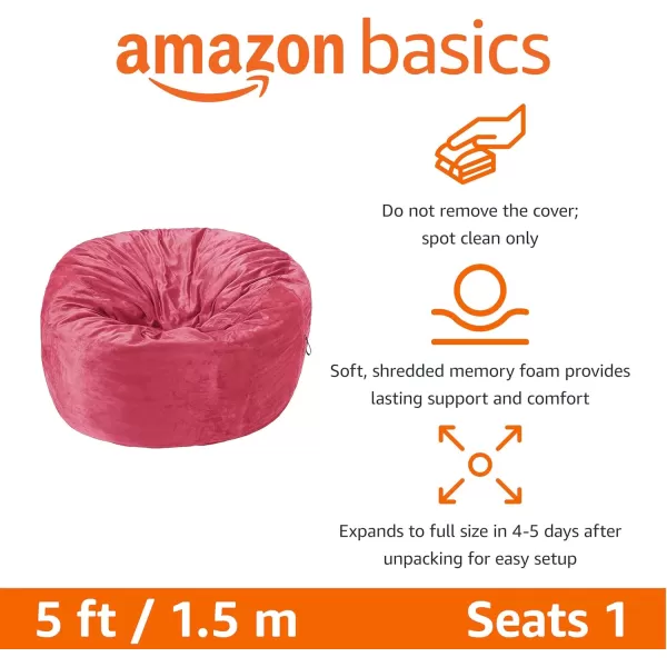 imageAmazon Basics Extra Large Bean Bag Chair Lounger 3 ft Memory Foam Filled Microfiber Cover Solid BlackPink