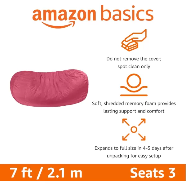 imageAmazon Basics Extra Large Bean Bag Chair Lounger 3 ft Memory Foam Filled Microfiber Cover Solid BlackPink
