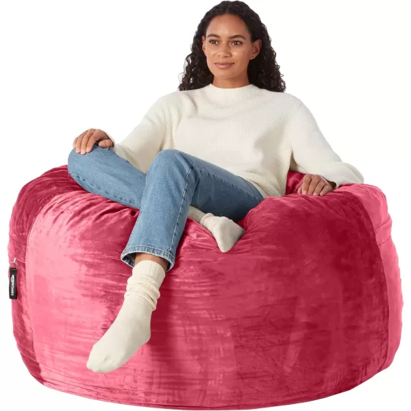imageAmazon Basics Extra Large Bean Bag Chair Lounger 3 ft Memory Foam Filled Microfiber Cover Solid BlackPink