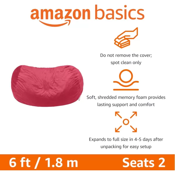 imageAmazon Basics Extra Large Bean Bag Chair Lounger 3 ft Memory Foam Filled Microfiber Cover Solid BlackPink