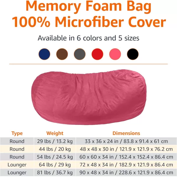 imageAmazon Basics Extra Large Bean Bag Chair Lounger 3 ft Memory Foam Filled Microfiber Cover Solid BlackPink