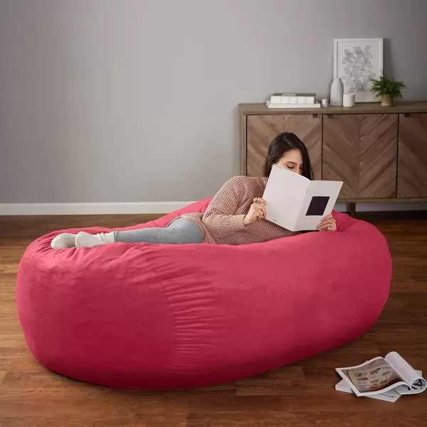 imageAmazon Basics Extra Large Bean Bag Chair Lounger 3 ft Memory Foam Filled Microfiber Cover Solid BlackPink