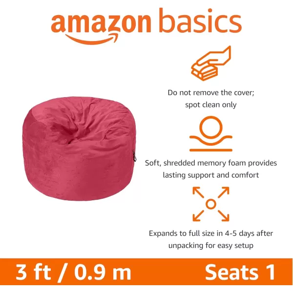 imageAmazon Basics Extra Large Bean Bag Chair Lounger 3 ft Memory Foam Filled Microfiber Cover Solid BlackPink