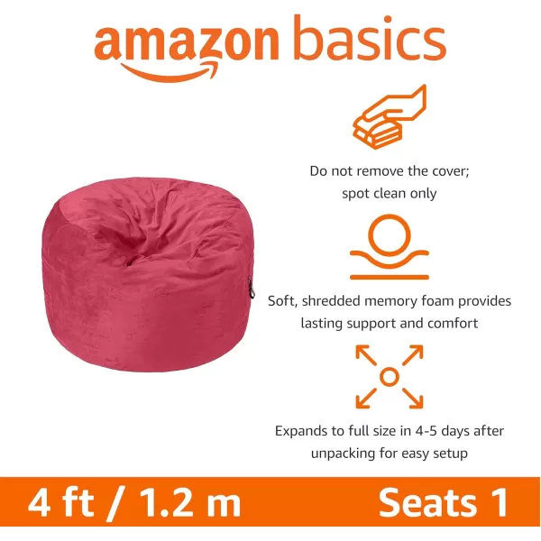 imageAmazon Basics Extra Large Bean Bag Chair Lounger 3 ft Memory Foam Filled Microfiber Cover Solid BlackPink