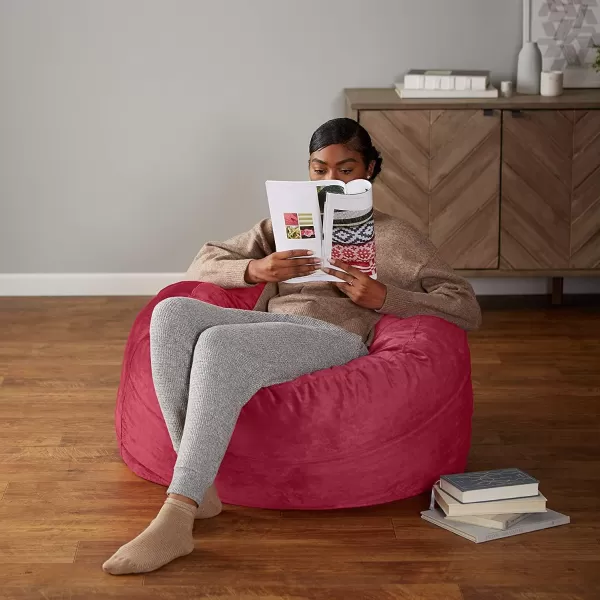 imageAmazon Basics Extra Large Bean Bag Chair Lounger 3 ft Memory Foam Filled Microfiber Cover Solid BlackPink