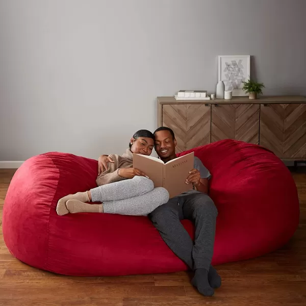 imageAmazon Basics Extra Large Bean Bag Chair Lounger 3 ft Memory Foam Filled Microfiber Cover Solid BlackRed