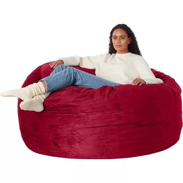 imageAmazon Basics Extra Large Bean Bag Chair Lounger 3 ft Memory Foam Filled Microfiber Cover Solid BlackRed
