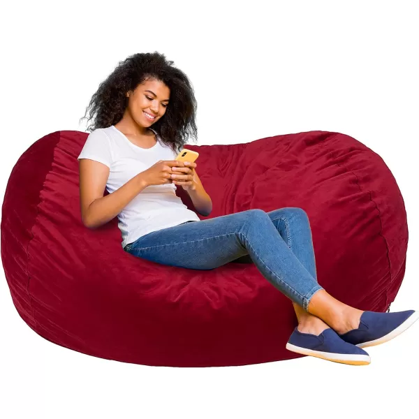 imageAmazon Basics Extra Large Bean Bag Chair Lounger 3 ft Memory Foam Filled Microfiber Cover Solid BlackRed