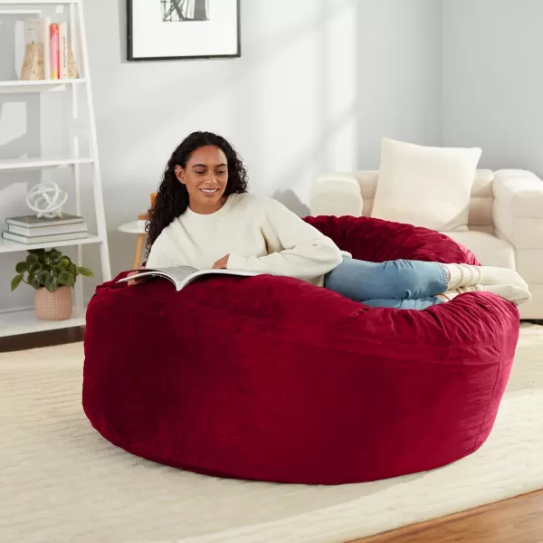 imageAmazon Basics Extra Large Bean Bag Chair Lounger 3 ft Memory Foam Filled Microfiber Cover Solid BlackRed