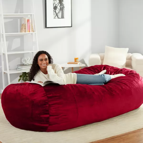 imageAmazon Basics Extra Large Bean Bag Chair Lounger 3 ft Memory Foam Filled Microfiber Cover Solid BlackRed