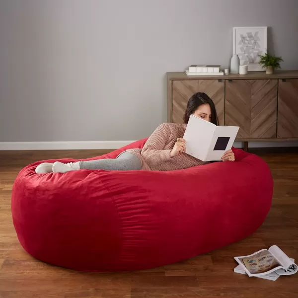 imageAmazon Basics Extra Large Bean Bag Chair Lounger 3 ft Memory Foam Filled Microfiber Cover Solid BlackRed